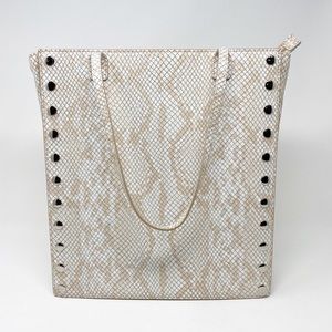 HAMMITT Drew Tote Snake Print Studded Leather Bag
